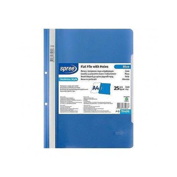 SPREE ПАПКА PVC, A4  С ПЕРФОРАЦИЯ, 25бр. СИН